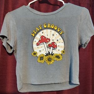 Medium Grey/Green Cropped Tee